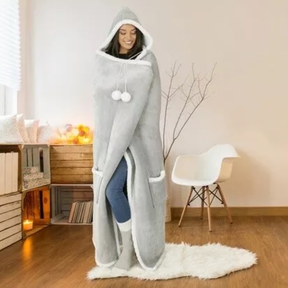Other - Gray Sherpa Hoodie Blanket
